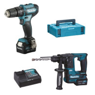 kit combo makita clx235smj TASSELLATORE HR166D + TRAPANO A PERCUSSIONE HP333D