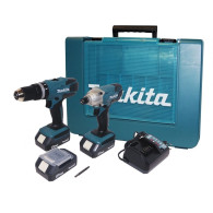 Kit Trapano Avvitatore Percussione + Trapano Battente + 3 Batterie - 18V 1,3Ah DK18015
