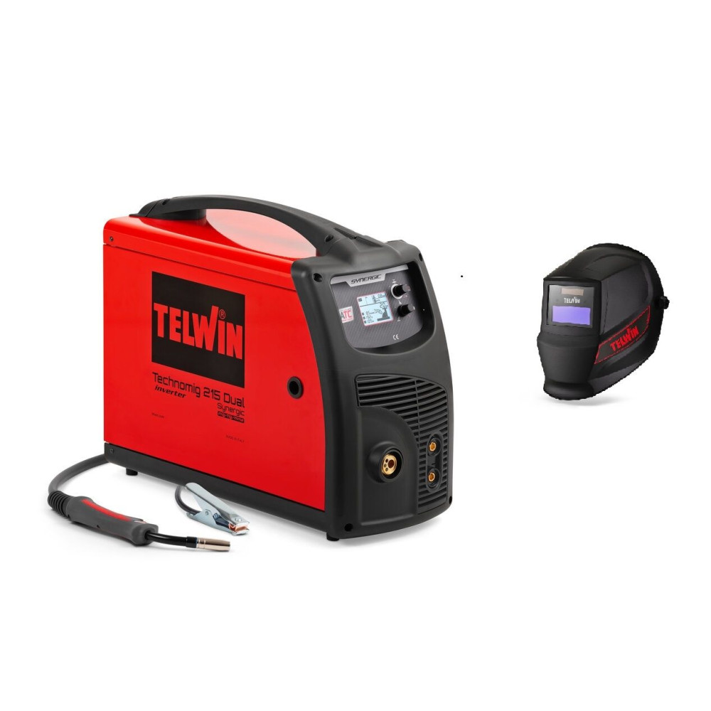 Saldatrice Technomig 215 Synergic Telwin 816053 i maschera lion omaggio