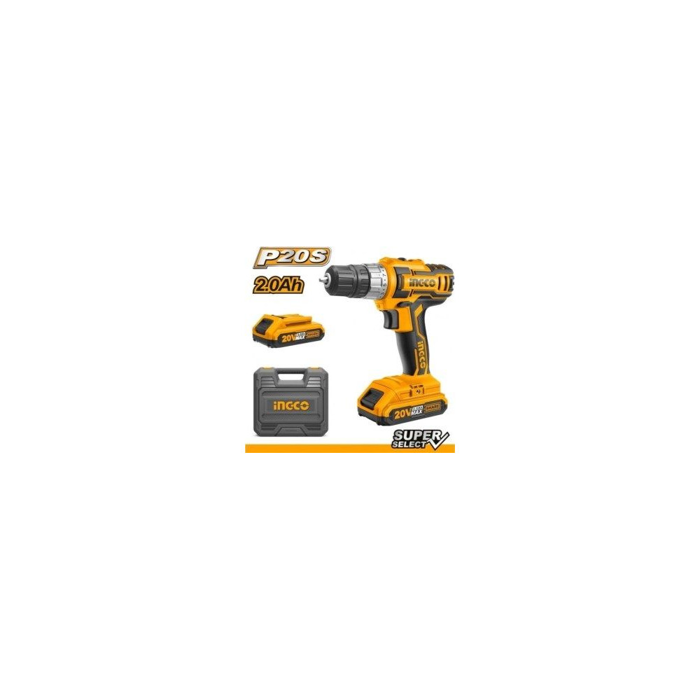 TRAPANO A BATTERIA 20V INGCO CIDLI200215 con 2 batterie da 2 ah caricabatterie ,valigetta TRAPANO A BATTERIA 20V INGCO CIDLI200215 con 2 batterie da 2 ah caricabatterie ,valigetta