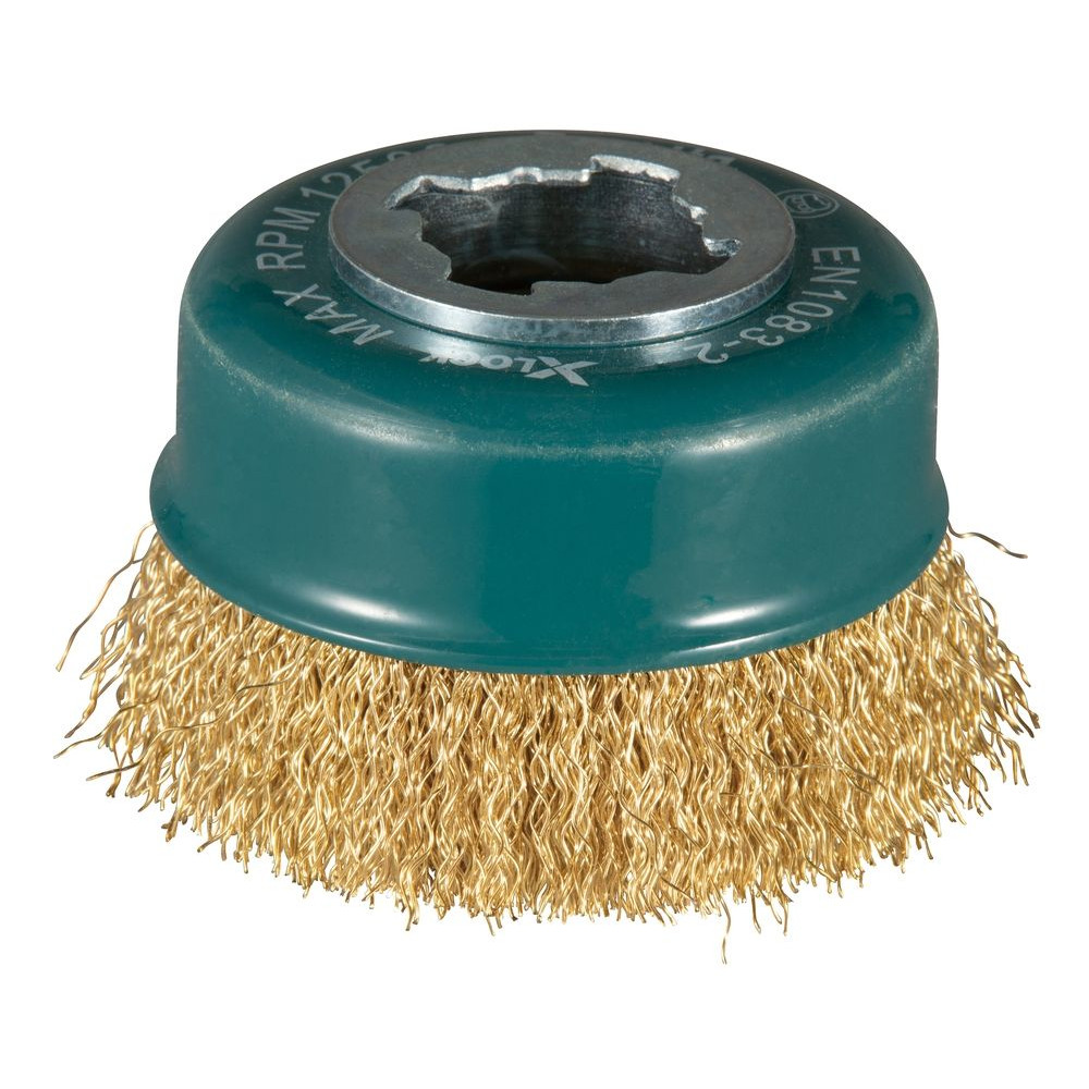 Spazzola X-LOCK a tazza Ø 75mm filo inox rivestito in ottone ondulato MAKITA D-73433