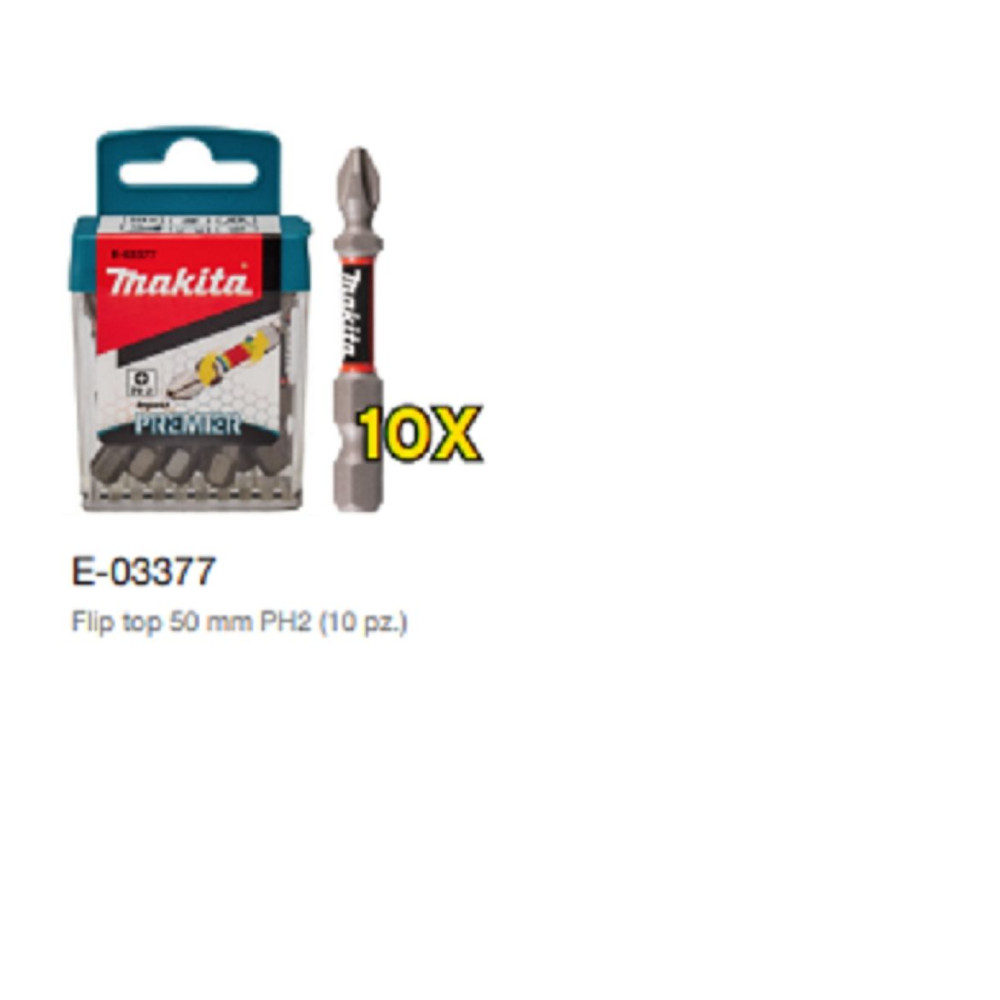 KIT 10 PEZZI INSERTI Makita E-03377 Croce PH2-50MM linea premier impact KIT 10 PEZZI INSERTI Makita E-03377 Croce PH2-50MM linea premier impact