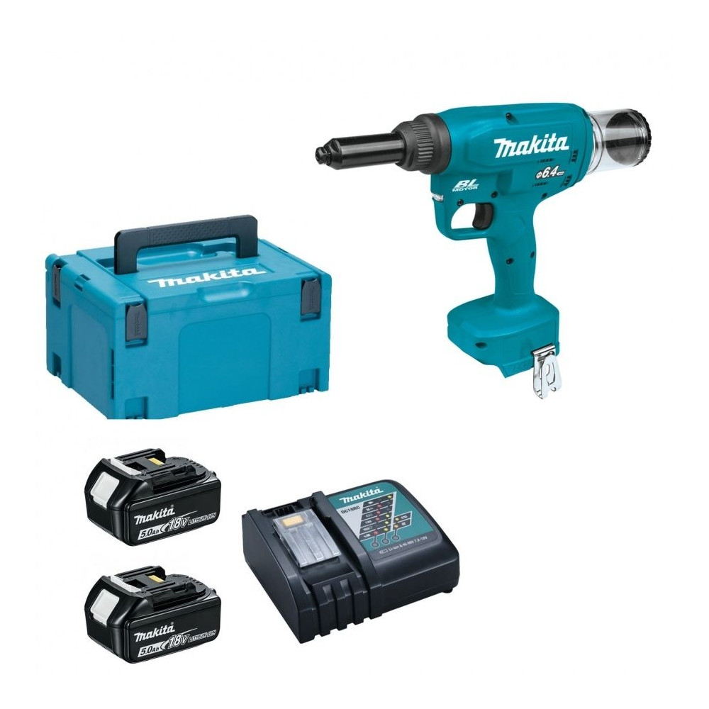 Rivettatrice Makita DRV250rtj18V con 2 batterie da 5 ah+ caricabatterie+ valigetta Rivettatrice Makita DRV250rtj18V con 2 batterie da 5 ah+ caricabatterie+ valigetta
