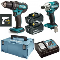 KIT MAKITA DLX2337J TRAPANO AVVITATORE DHP482 +AVVITATORE IMPULSI DTD156+2 BATTERIE 3 AH+CARICABATTERIE + 1 VALIGETTA MAC TIPO 3