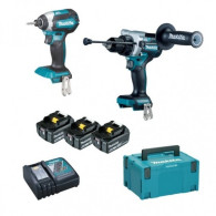 kit makita dlx2418tj composto da trapano avvitatore dhp486+ avvitatore impulsi dtd153 + 3 batterie da 5ah,caricabatterie,valiget
