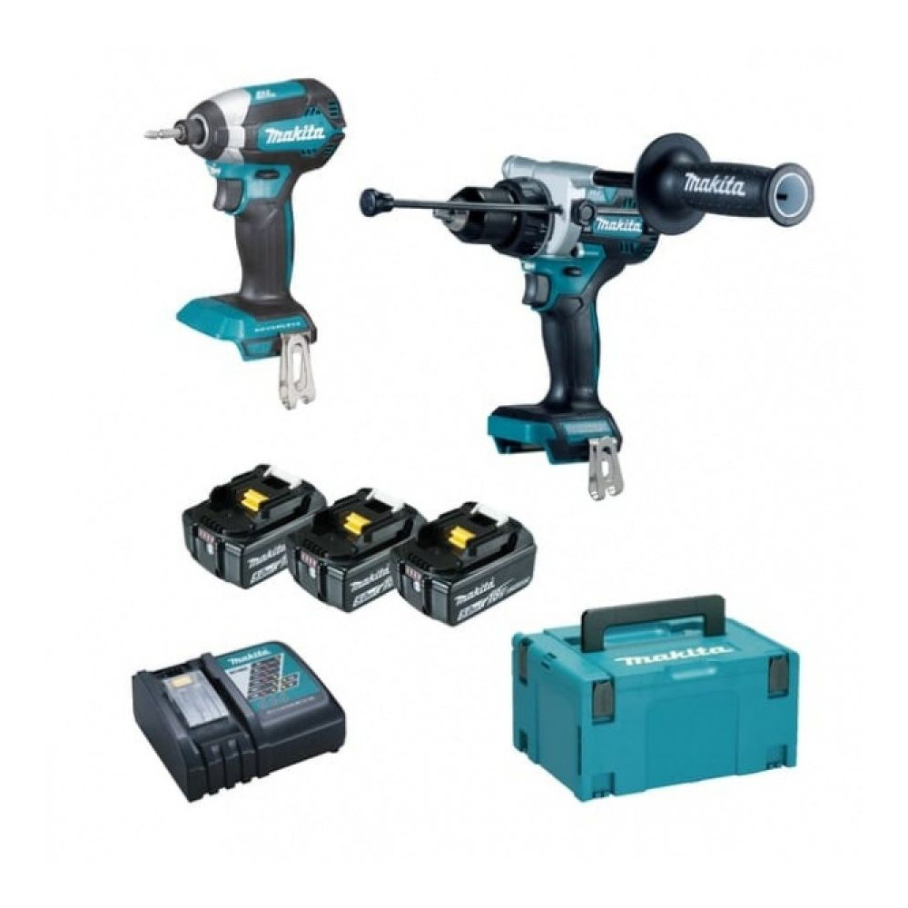 kit makita dlx2418tj composto da trapano avvitatore dhp486+ avvitatore impulsi dtd153 + 3 batterie da 5ah,caricabatterie,valiget
