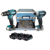 Kit COMBO trapano+avvitatore impulsi makita CLX228SAX2 con 3 batterie da12V + Valigetta + 23 accessori 