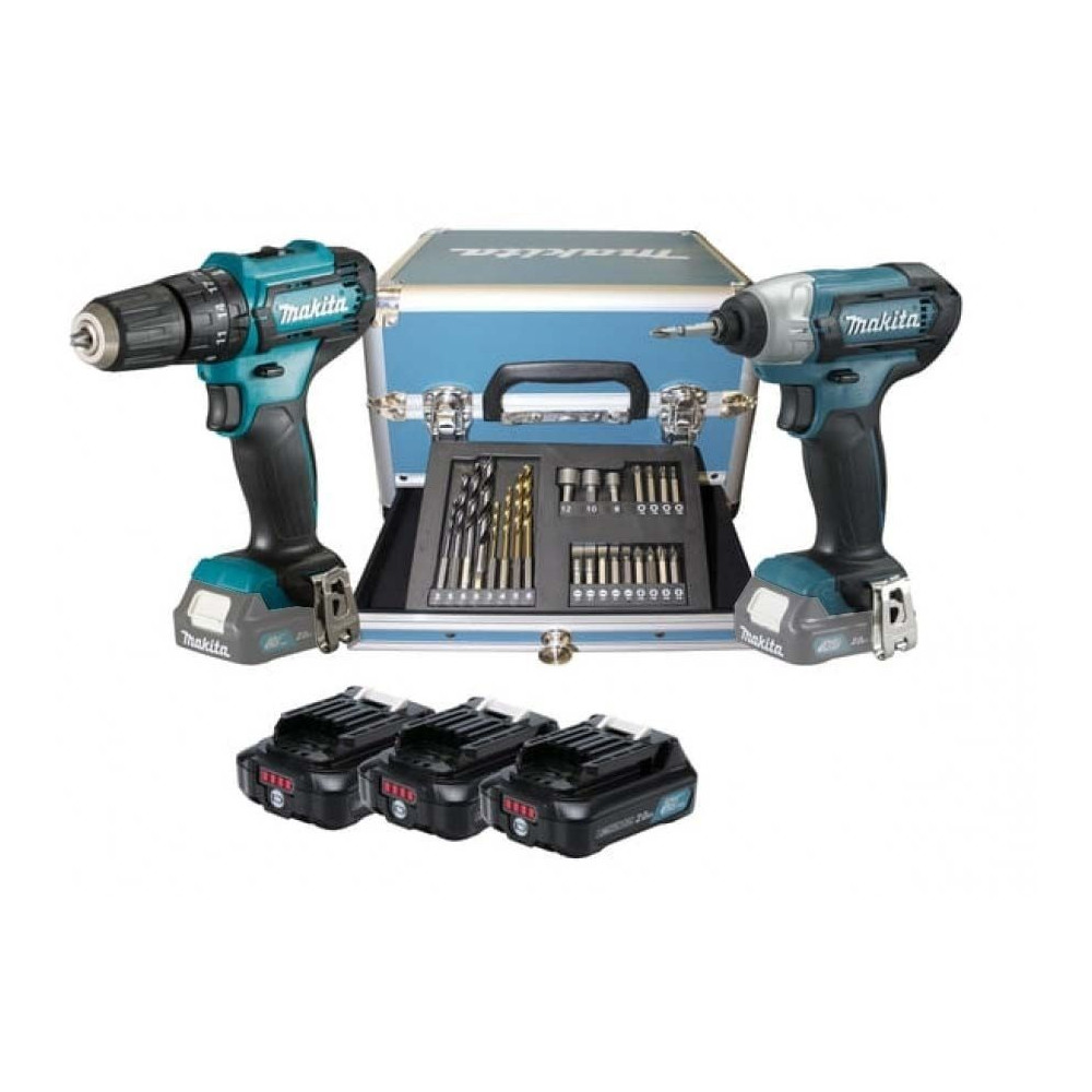 Kit COMBO trapano+avvitatore impulsi makita CLX228SAX2 con 3 batterie da12V + Valigetta + 23 accessori 