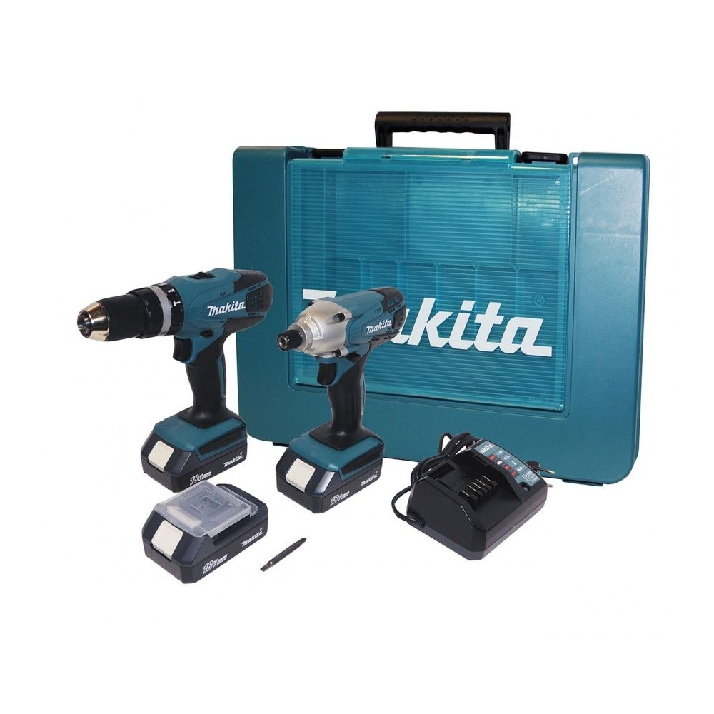 Kit Trapano Avvitatore Percussione + Trapano Battente + 3 Batterie - 18V 1,3Ah DK18015 Kit Trapano Avvitatore Percussione + Trapano Battente + 3 Batterie - 18V 1,3Ah DK18015