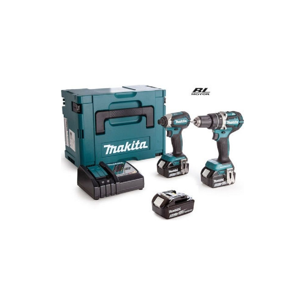 kit avvitatori 18V  MAKITA DLX2180TJ1 dhp484+dtd153 +3 batterie e caricabatterie
