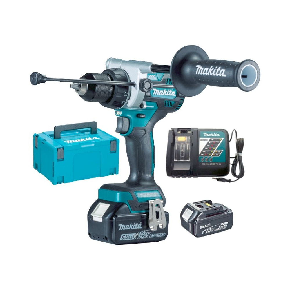  Trapano avvitatore a percussione a batteria Brushless 18v Makita DHP486RTJ XCON 2 BATTERIE DA 5,0 AH+CARICABATTERIE + MACPAC