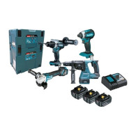 kit 4 elettroutensili Makita DLX4158TJ 18 V con3 batterie da 5ah con caricabatterie  2 valigette 