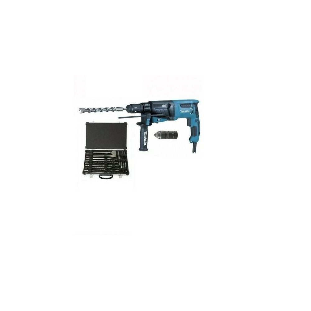 Trapano tassellatore con doppio mandrino e set scalpelli e punte Makita HR2631FT12 Trapano tassellatore con doppio mandrino e set scalpelli e punte Makita HR2631FT12