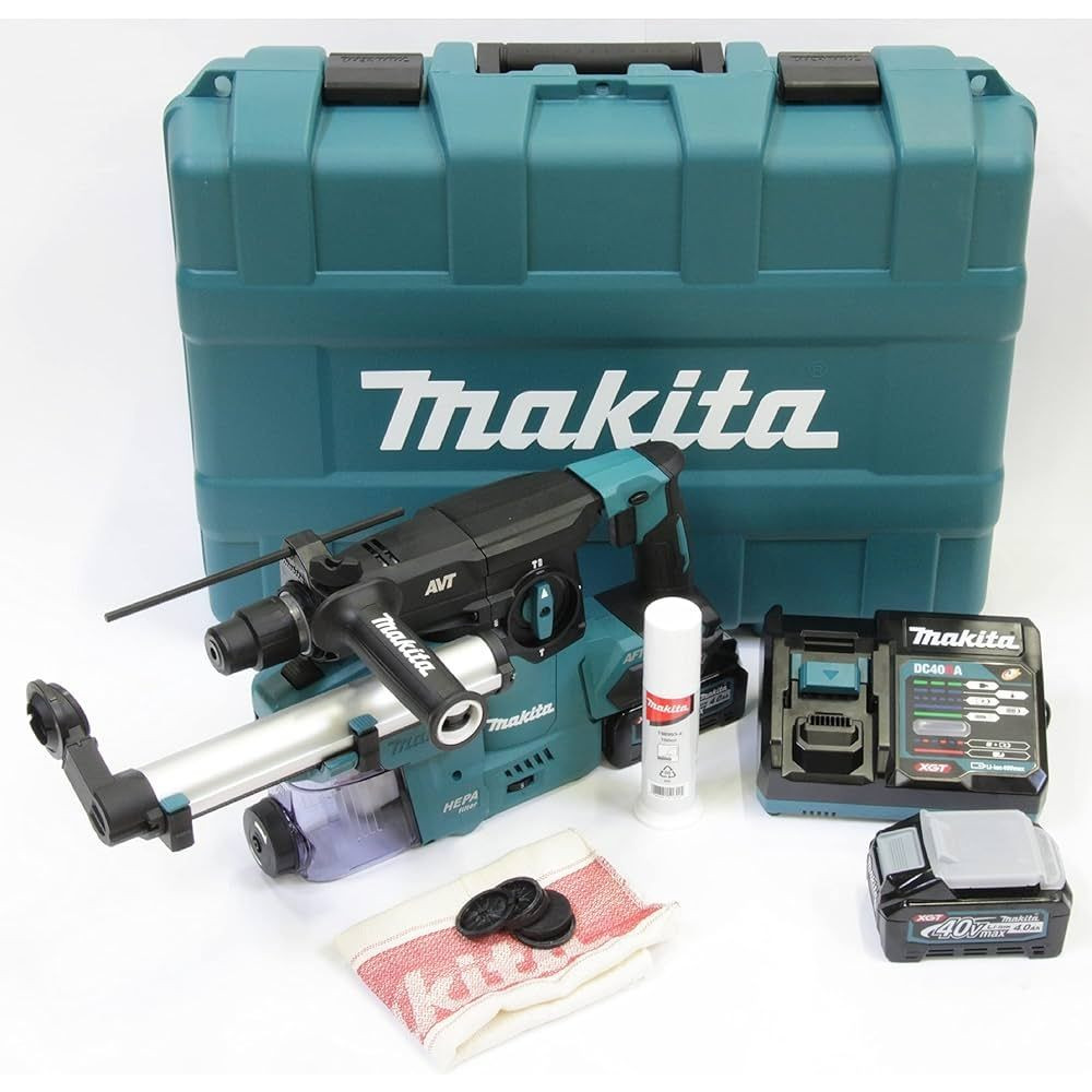 Tassellatore SDS-Plus compatibile 40Vmax BL - 3 Funz. AVT-AFT-XPT-AWS + aspirazione + 2xBL4040 makita HR008GM202 Tassellatore SDS-Plus compatibile 40Vmax BL - 3 Funz. AVT-AFT-XPT-AWS + aspirazione + 2xBL4040 makita HR008GM202
