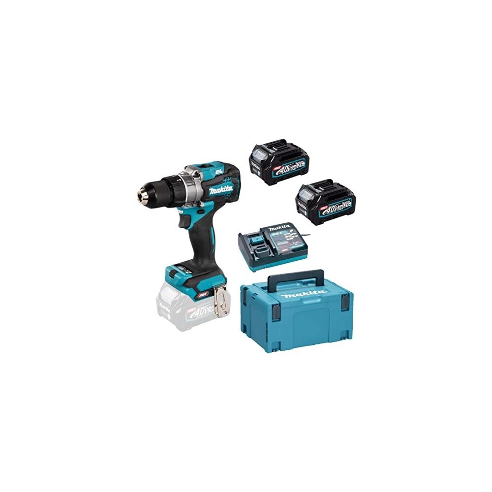 trapano avvitatore con percussione 40V MAKITA HP002GD201 con 2batterie da 2,5 ah+caricabatterie valigetta