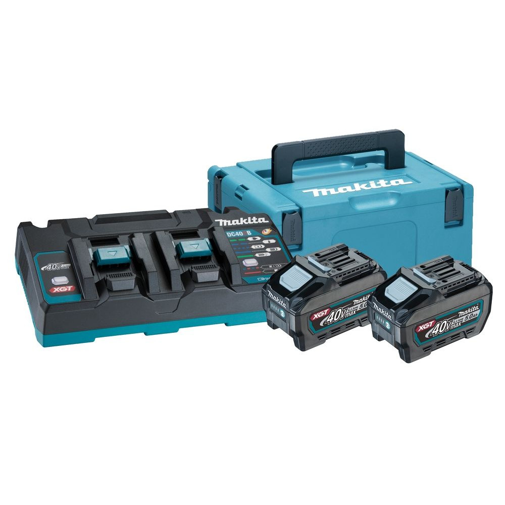 Kit energy Makita 191U13-9 Caricabatterie rapido doppio XGT da 40Vmax due batterie da 5,0 Ah in valigetta Makpac. Kit energy Makita 191U13-9 Caricabatterie rapido doppio XGT da 40Vmax due batterie da 5,0 Ah in valigetta Makpac.