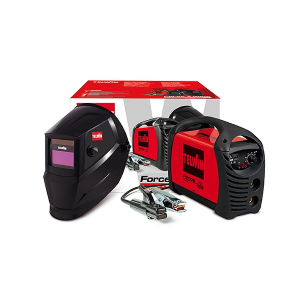 Saldatrice Inverter elettrodo TELWIN MMA FORCE 165 Maschera Tribe autoscurante