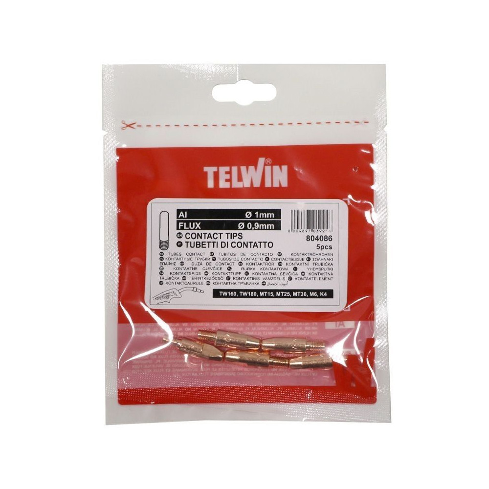 Tubetti di Contatto D1.0 AL/FLUX 5PZ Telwin 804086 Tubetti di Contatto D1.0 AL/FLUX 5PZ Telwin 804086