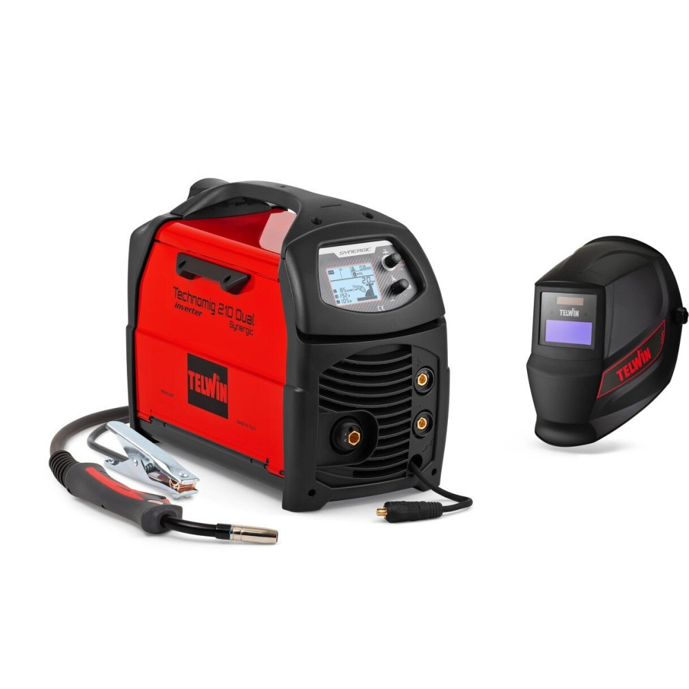 Saldatrice Technomig 210 Dual Telwin 816231 con maschera lion Saldatrice Technomig 210 Dual Telwin 816231 con maschera lion