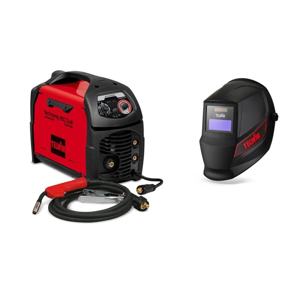 Saldatrice Technomig 180 Dual Telwin 816054 con maschera lion